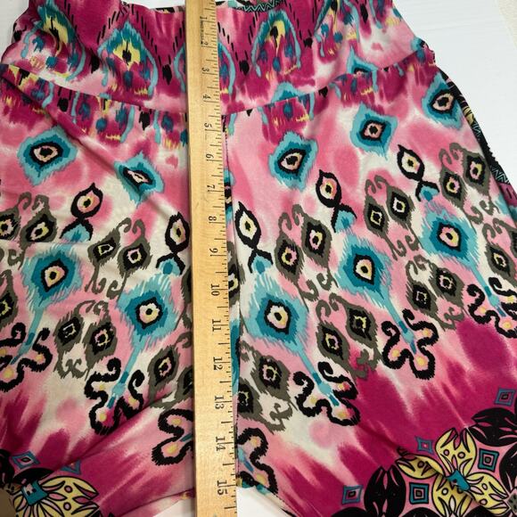WinWin Wide Leg Palazzo Pants S/M Flowy Stretchy Pink Blue Artsy Hippie Boho - Picture 10 of 12